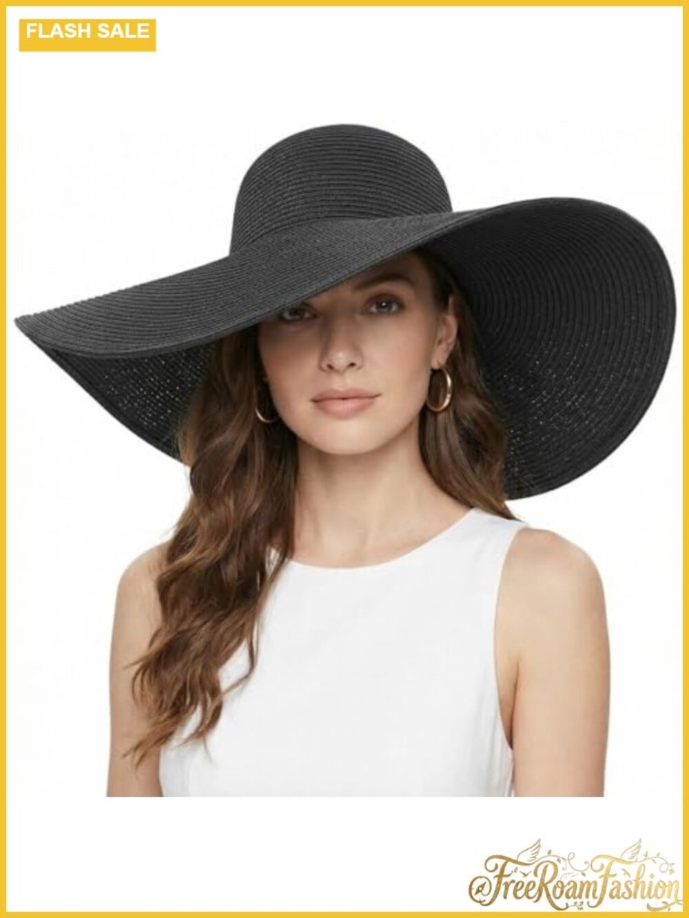 Handwoven Straw Sun Hat Foldable Floppy UPF 50+ Beach Vacation Hat